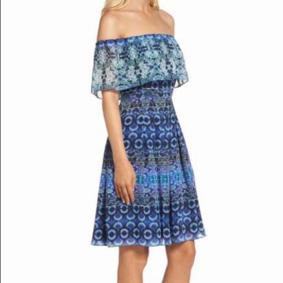 Eliza J Off-The-Shoulder Patterned Dress - Picture 2 of 7